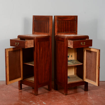 Coppia comodini in mogano con piano  epoca Liberty