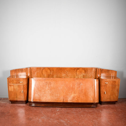 Letto testata e comodini art deco originali