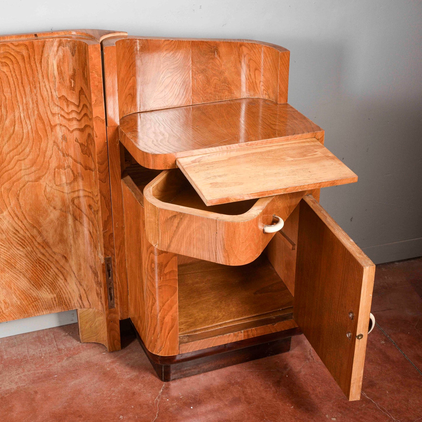 Letto testata e comodini art deco originali