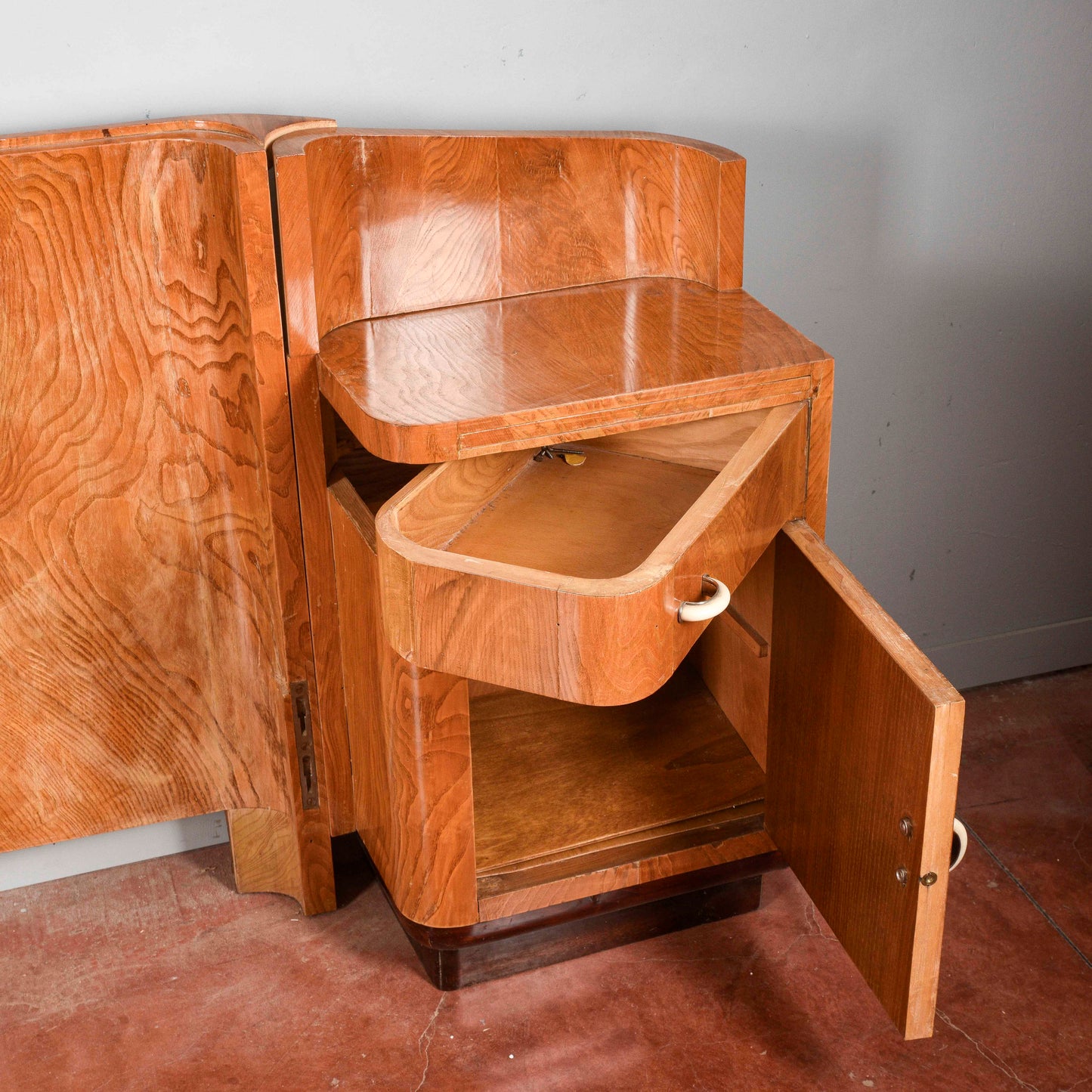 Letto testata e comodini art deco originali