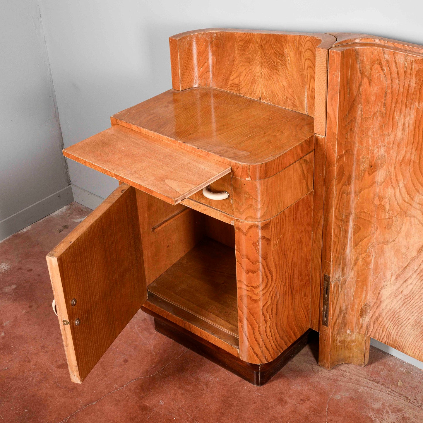 Letto testata e comodini art deco originali