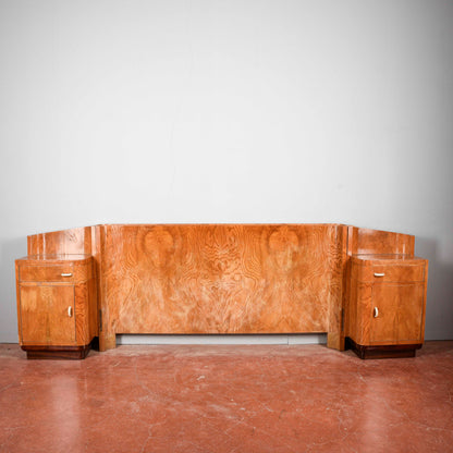 Letto testata e comodini art deco originali
