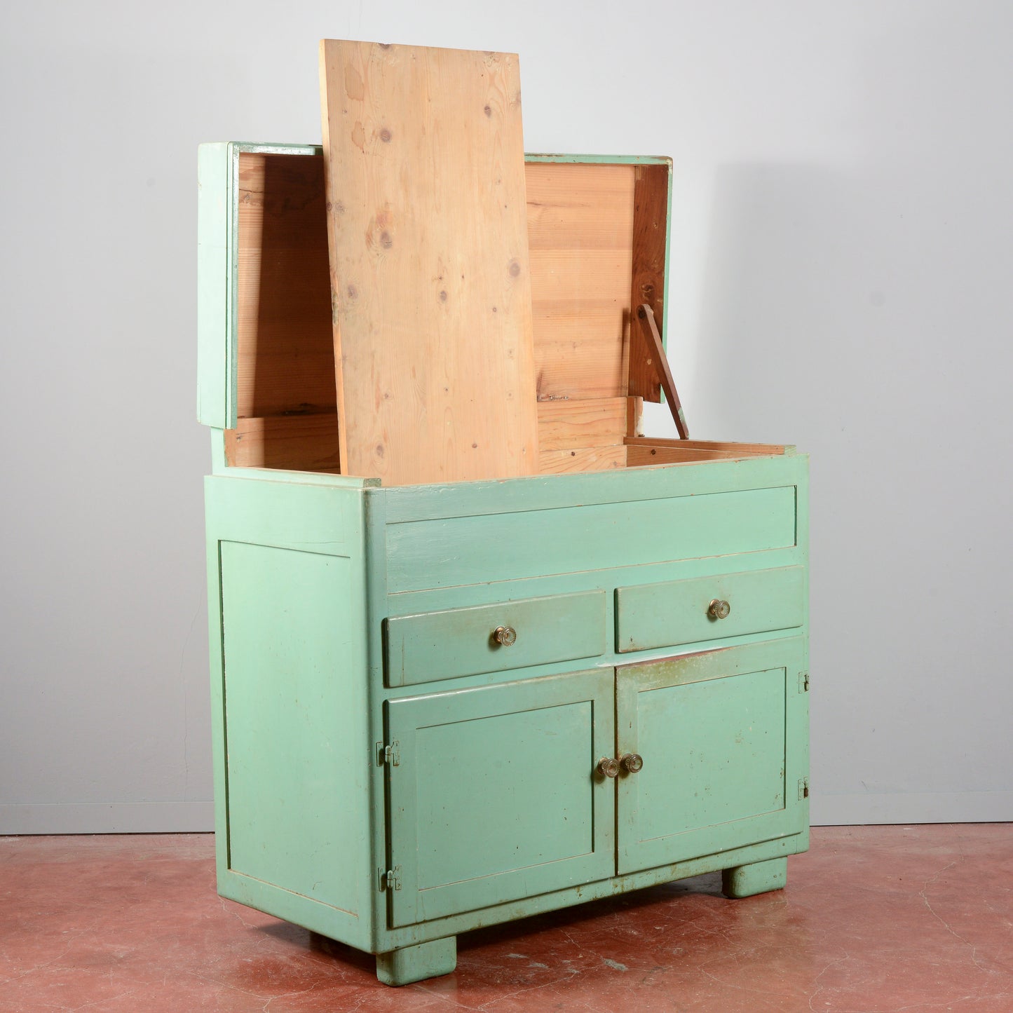 Madia restaurata originale Italia 1940 verniciata verde