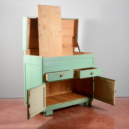 Madia restaurata originale Italia 1940 verniciata verde