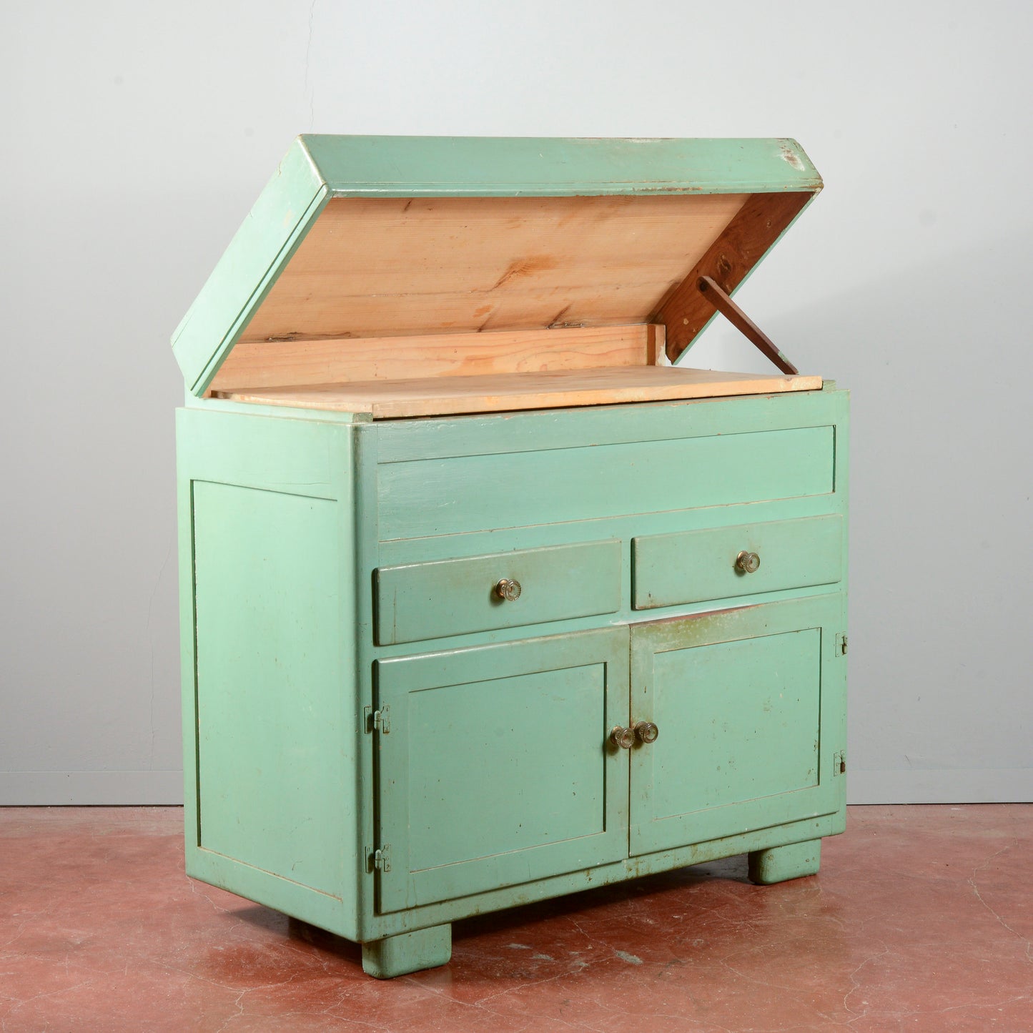 Madia restaurata originale Italia 1940 verniciata verde