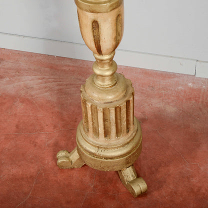Torciera lume da terra in legno scolpito laccato decorato XIX  secolo