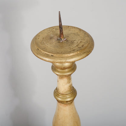 Torciera lume da terra in legno scolpito laccato decorato XIX  secolo