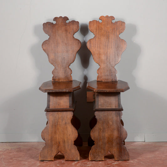 Coppia sedie sgabelli rustici in legno massello
