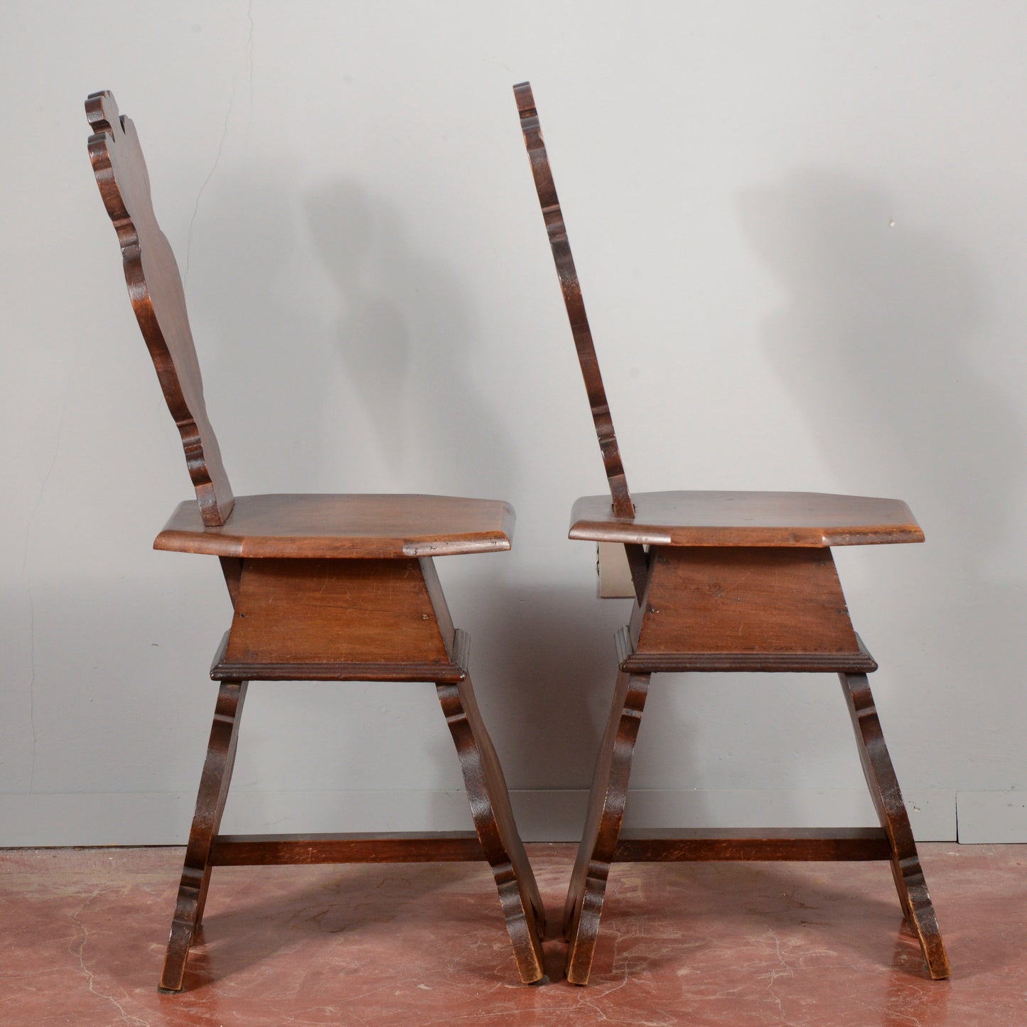 Coppia sedie sgabelli rustici in legno massello