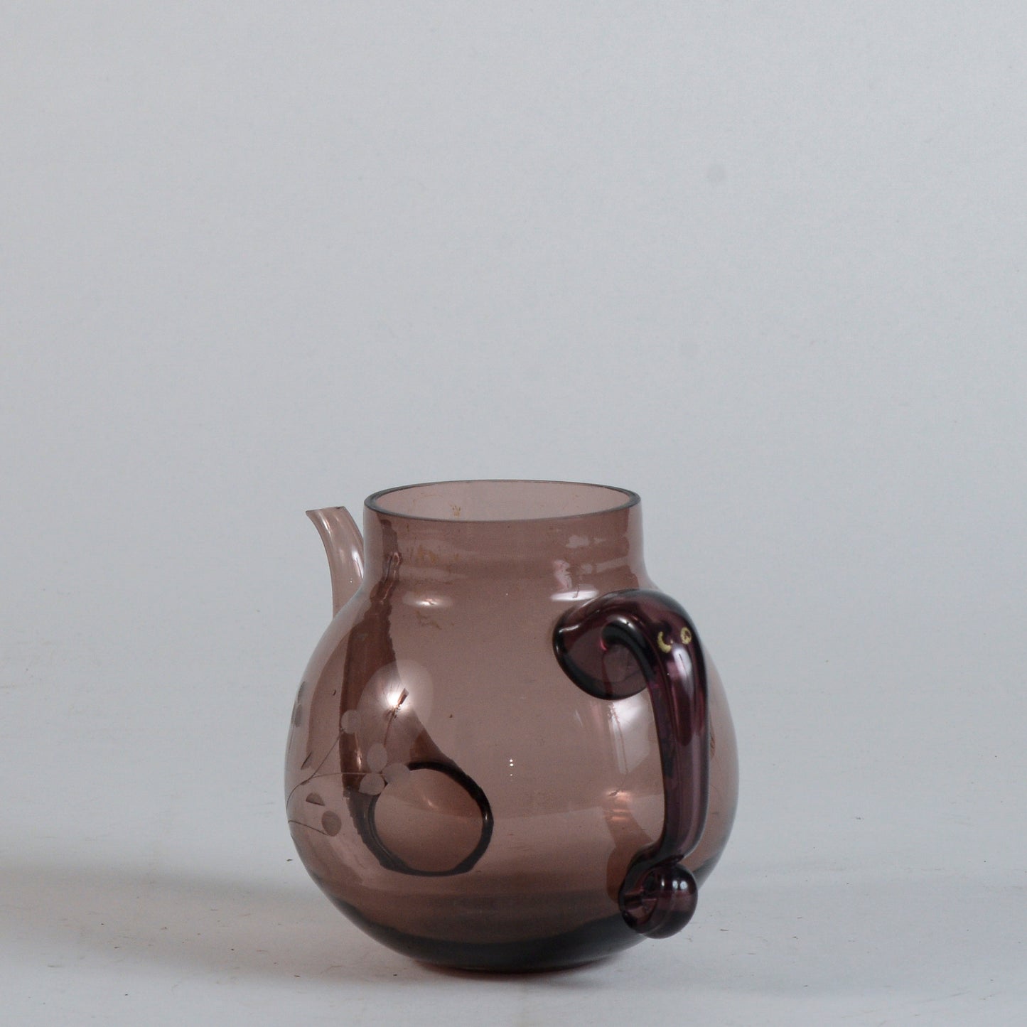 Teiera in vetro di Murano soffiato color viola Italia 1950