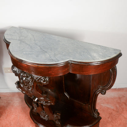 Consolle in legno intagliato con piano in marmo  Italia secolo XIX