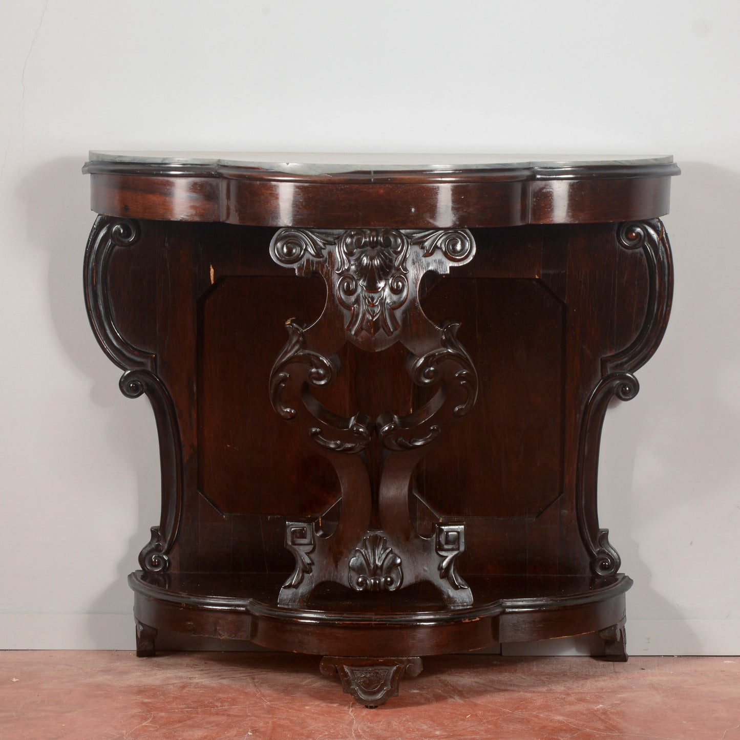Consolle in legno intagliato con piano in marmo  Italia secolo XIX