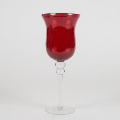 Calice in vetro rosso soffiato XX secolo