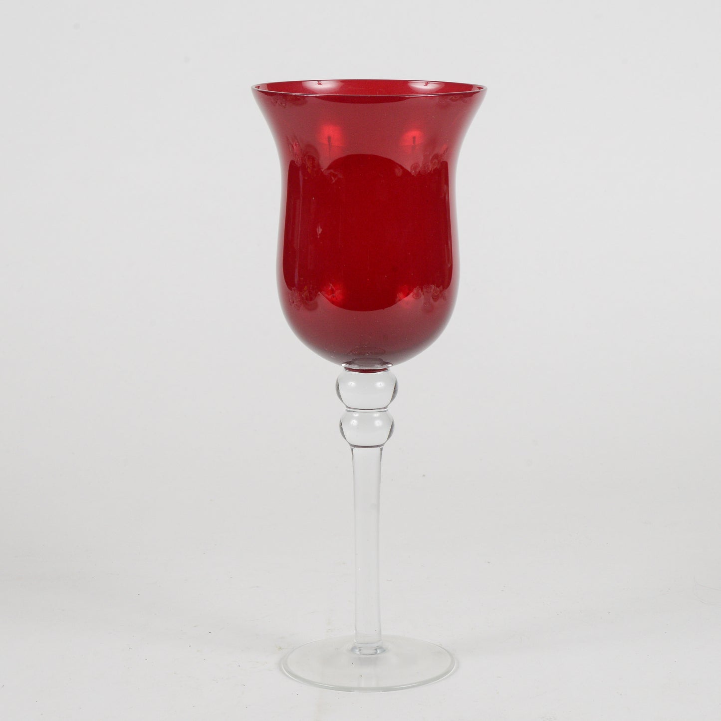 Calice in vetro rosso soffiato XX secolo
