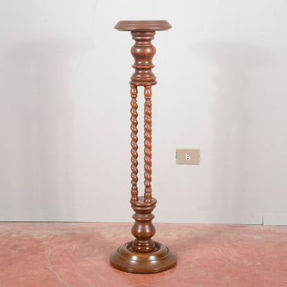 Colonna trespolo in legno con torniture anni 80