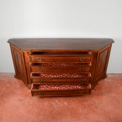 Credenza scantonata  stile sacrestia in noce