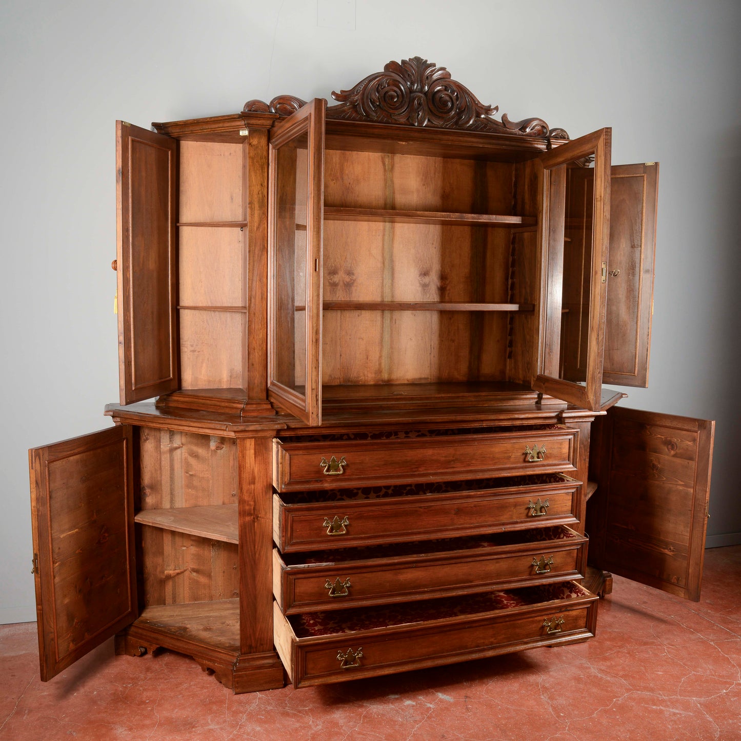 Credenza Libreria stile sacrestia due corpi