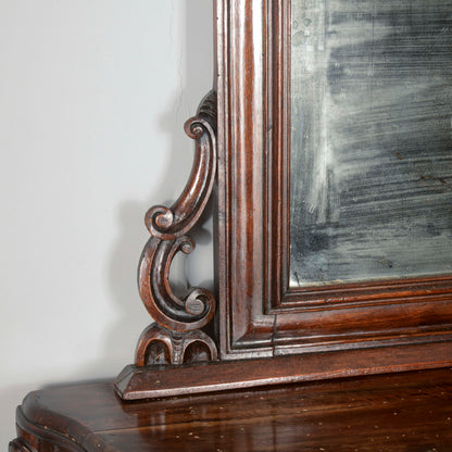 Consolle con specchiera in legno massello intagliata Epoca XIX secolo