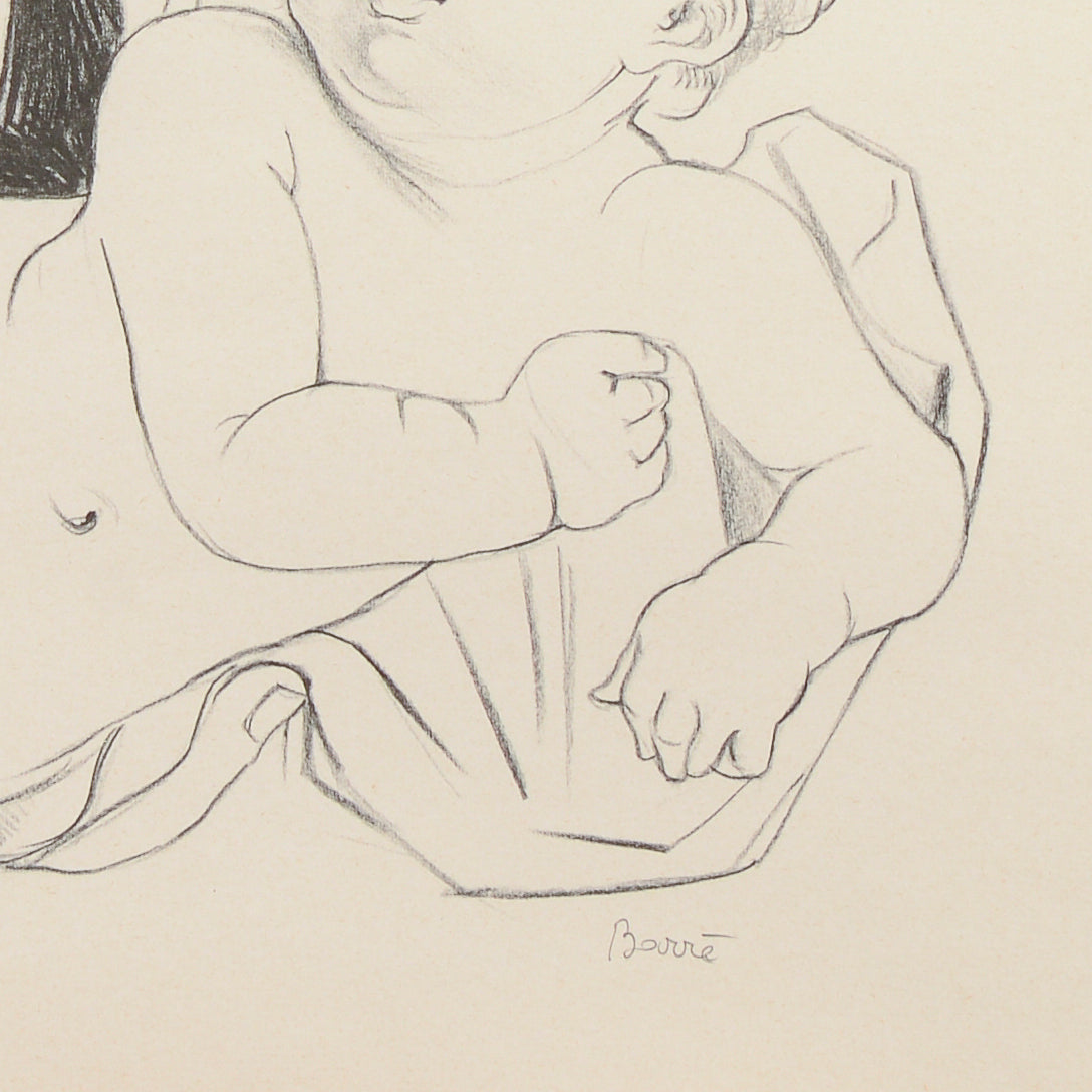 Quadro litografia Madonna con Bambino firmata Barrè