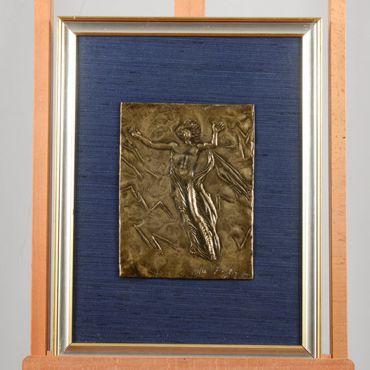 Quadro lasta in ottone sbalzata cesellata firma Pericle Fazzini opera 1 di 9