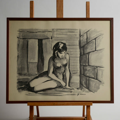 Quadro disegno acquarello firmato G. Samo
