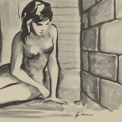 Quadro disegno acquarello firmato G. Samo