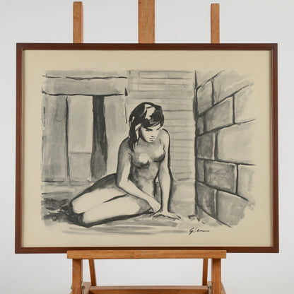 Quadro disegno acquarello firmato G. Samo