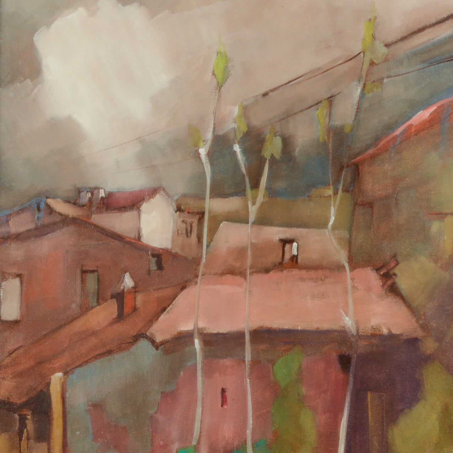 Quadro olio su tela Milani Giancarlo titolo Castrocaro XX secolo
