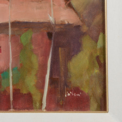 Quadro olio su tela Milani Giancarlo titolo Castrocaro XX secolo