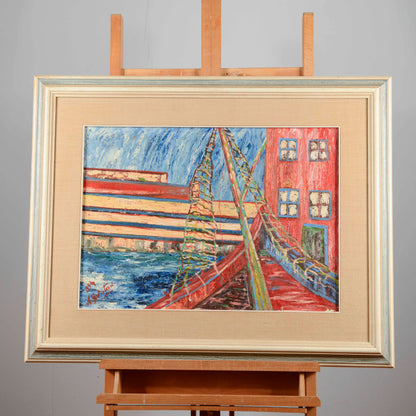 Quadro dipinto olio su tela marina XX secolo