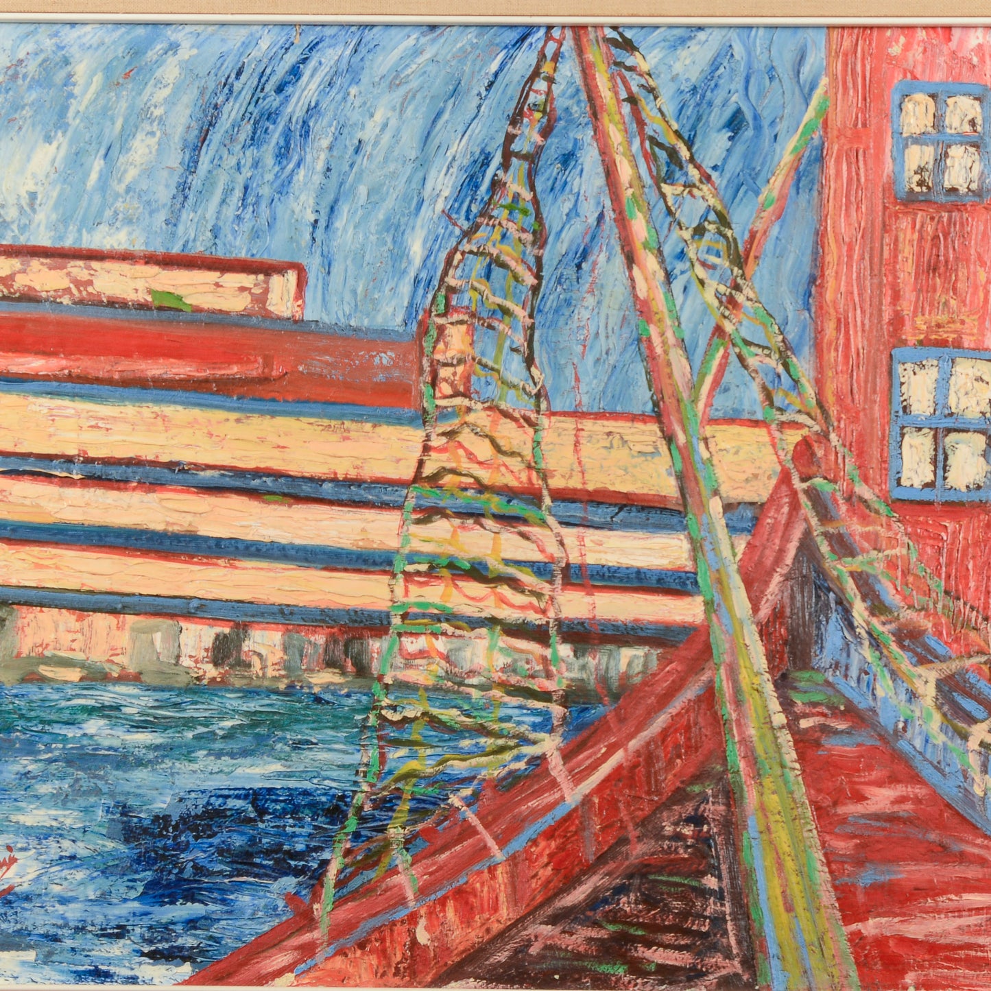 Quadro dipinto olio su tela marina XX secolo