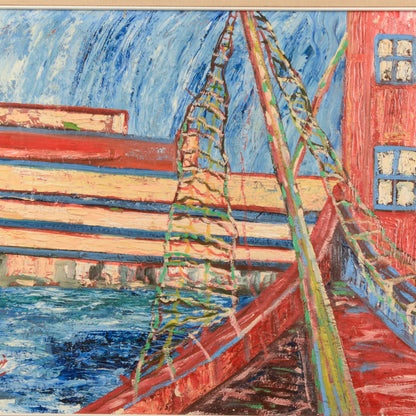 Quadro dipinto olio su tela marina XX secolo