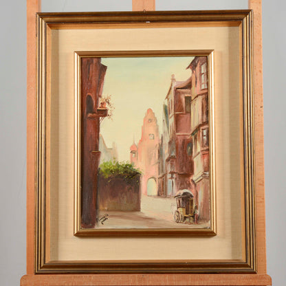 Quadro dipinto paesaggio cittadino firmato Maneglia