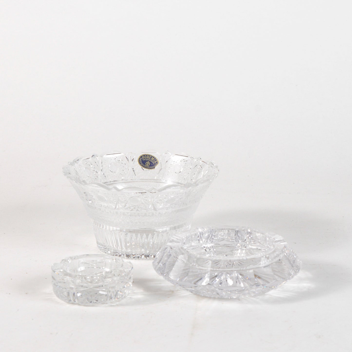 Set oggetti cristallo Boemia lavoro inciso  Secolo XX