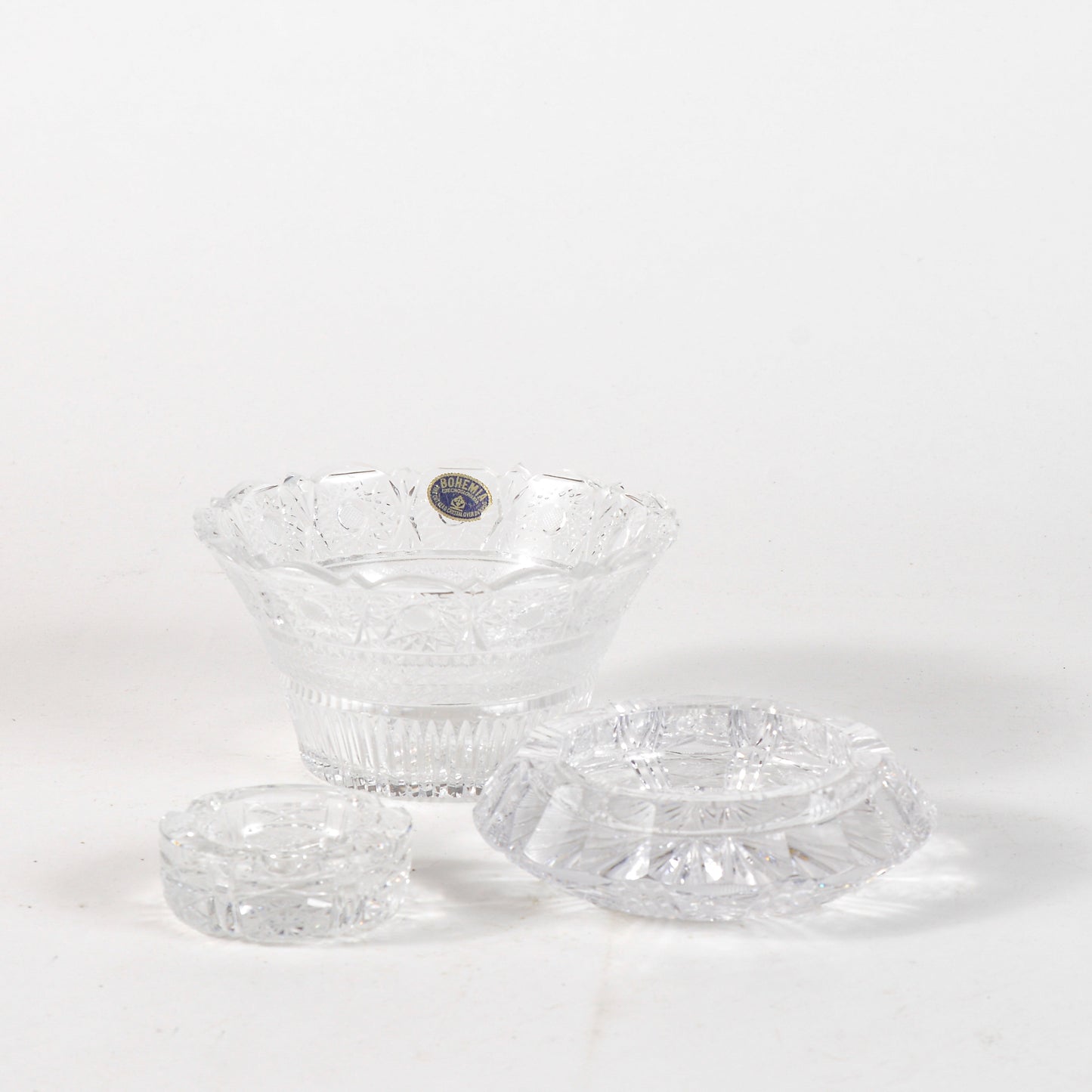 Set oggetti cristallo Boemia lavoro inciso  Secolo XX