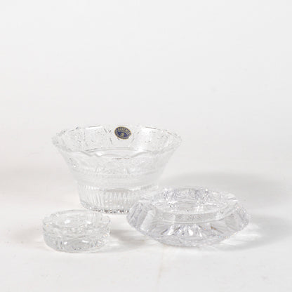 Set oggetti cristallo Boemia lavoro inciso  Secolo XX