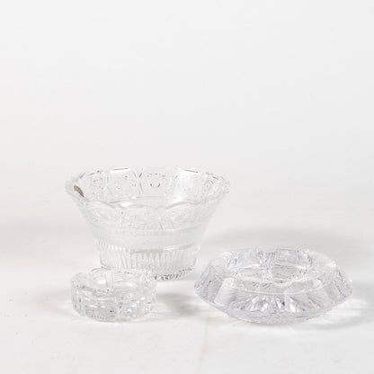 Set oggetti cristallo Boemia lavoro inciso  Secolo XX