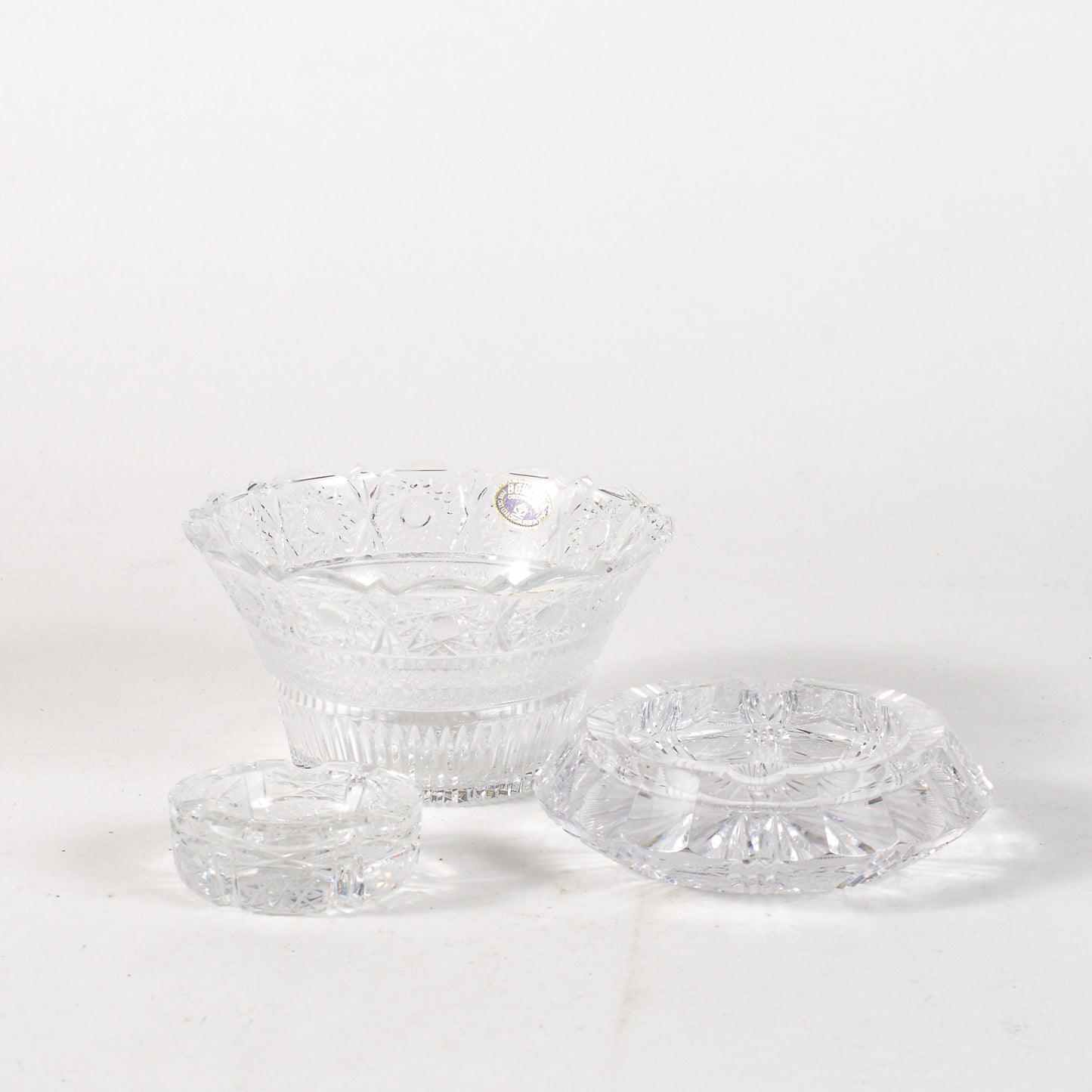 Set oggetti cristallo Boemia lavoro inciso  Secolo XX
