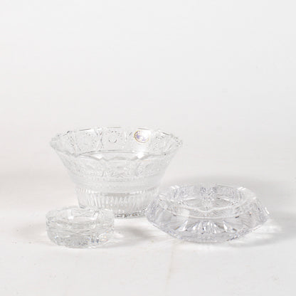 Set oggetti cristallo Boemia lavoro inciso  Secolo XX