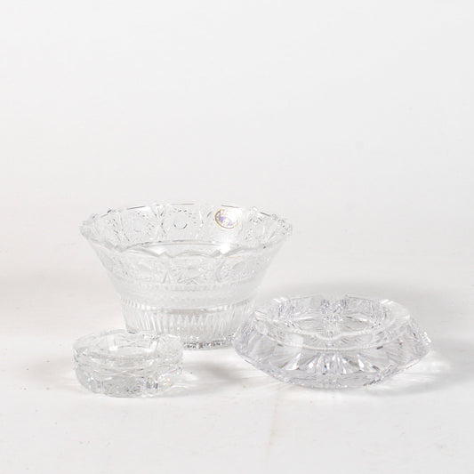 Set oggetti cristallo Boemia lavoro inciso  Secolo XX