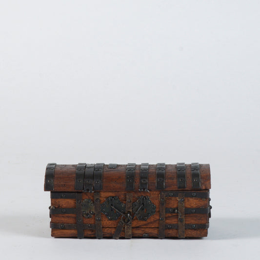 Scatola piccolo  baule forziere scrigno in legno XX secolo