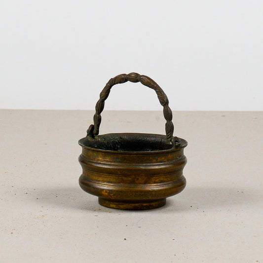 Vasetto cestino in bronzo porta incenso XX secolo
