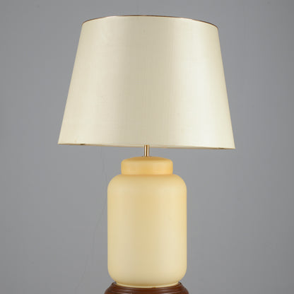 Lampada da tavolo vetro  satinato giallo crema Italia 1990