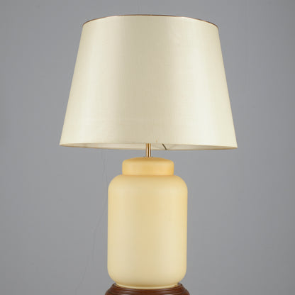 Lampada da tavolo vetro  satinato giallo crema Italia 1990