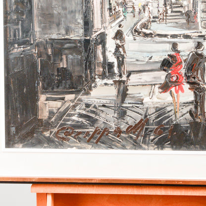 dipinto olio Marco Crippa Milano passaggio santa margherita veduta piazza mercanti