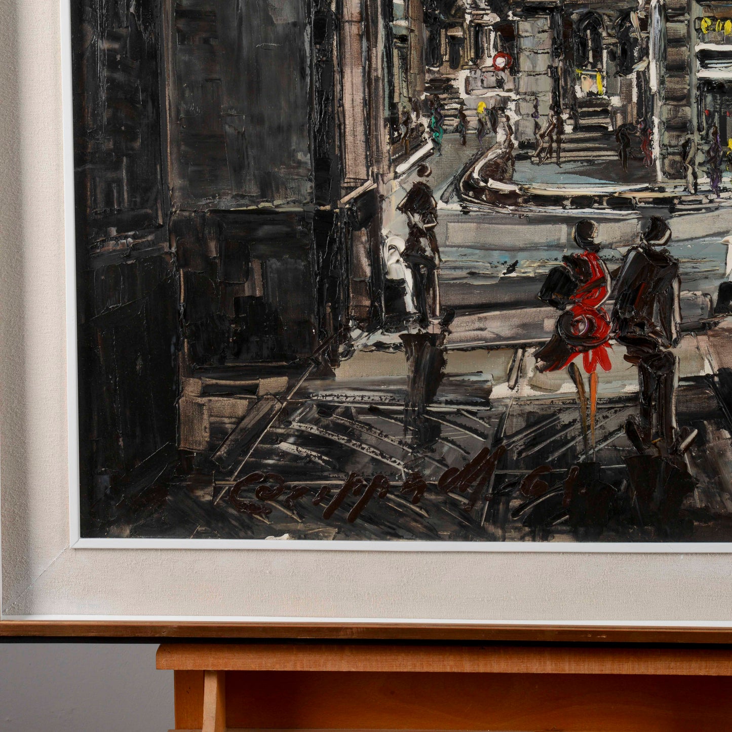 dipinto olio Marco Crippa Milano passaggio santa margherita veduta piazza mercanti