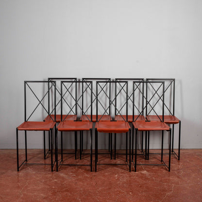 Set 8 sedie Asnago vender flexform 1985 Moka design