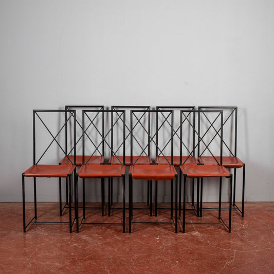 Set 8 sedie Asnago vender flexform 1985 Moka design