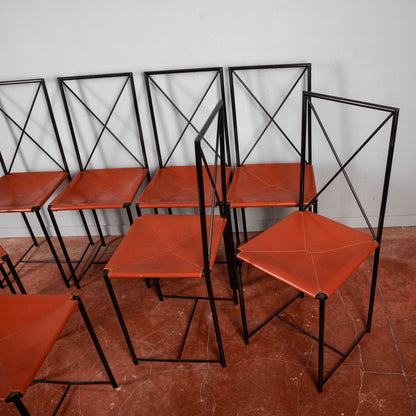 Set 8 sedie Asnago vender flexform 1985 Moka design