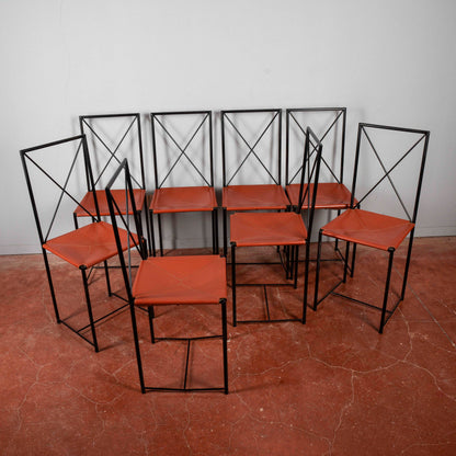 Set 8 sedie Asnago vender flexform 1985 Moka design
